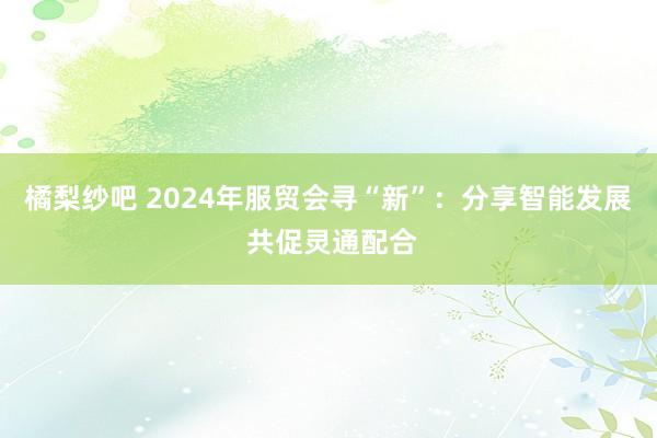 橘梨纱吧 2024年服贸会寻“新”：分享智能发展 共促灵通配合