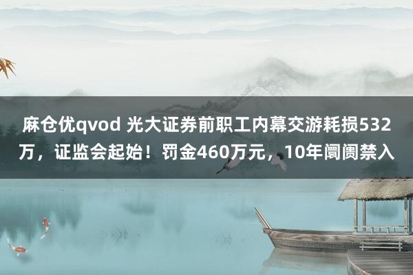 麻仓优qvod 光大证券前职工内幕交游耗损532万，证监会起始！罚金460万元，10年阛阓禁入