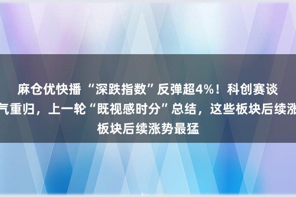 麻仓优快播 “深跌指数”反弹超4%！科创赛谈东谈主气重归，上一轮“既视感时分”总结，这些板块后续涨势最猛