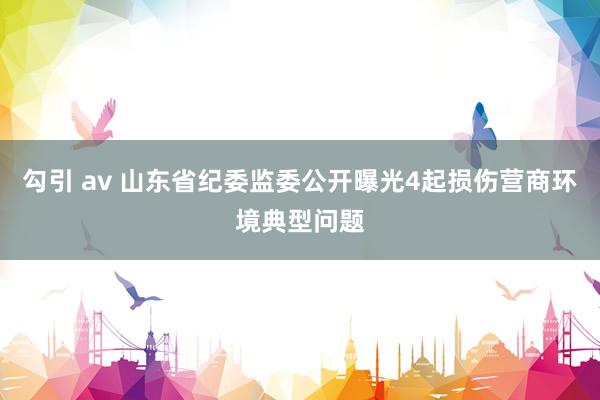 勾引 av 山东省纪委监委公开曝光4起损伤营商环境典型问题