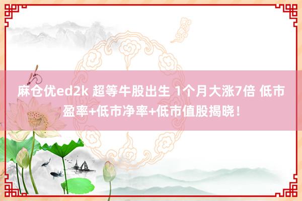 麻仓优ed2k 超等牛股出生 1个月大涨7倍 低市盈率+低市净率+低市值股揭晓！