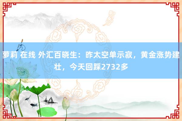 萝莉 在线 外汇百晓生：昨太空单示寂，黄金涨势建壮，今天回踩2732多