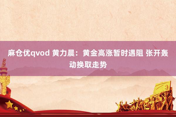 麻仓优qvod 黄力晨：黄金高涨暂时遇阻 张开轰动换取走势