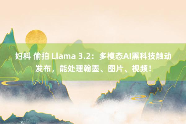 妇科 偷拍 Llama 3.2：多模态AI黑科技触动发布，能处理翰墨、图片、视频！