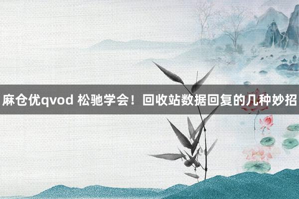 麻仓优qvod 松驰学会！回收站数据回复的几种妙招