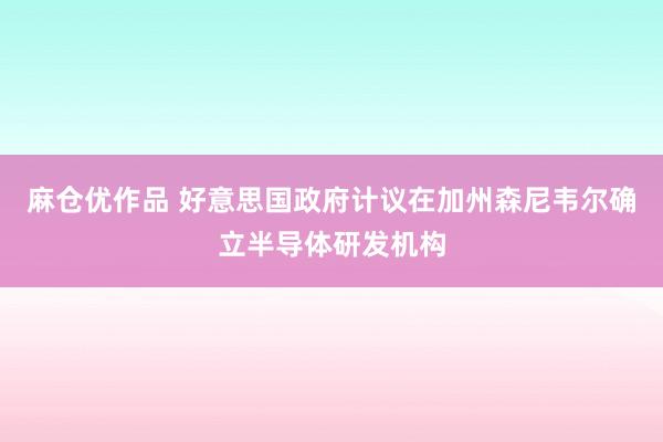 麻仓优作品 好意思国政府计议在加州森尼韦尔确立半导体研发机构