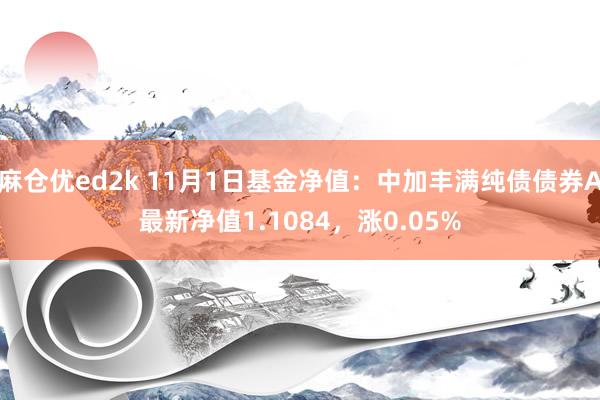 麻仓优ed2k 11月1日基金净值：中加丰满纯债债券A最新净值1.1084，涨0.05%