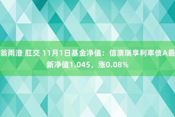 翁雨澄 肛交 11月1日基金净值：信澳瑞享利率债A最新净值1.045，涨0.08%