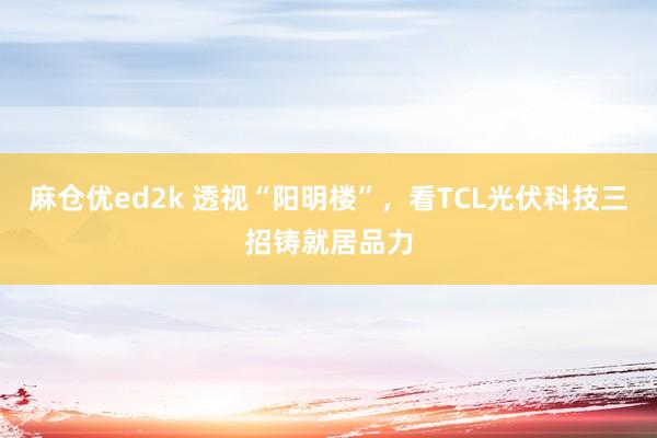 麻仓优ed2k 透视“阳明楼”，看TCL光伏科技三招铸就居品力